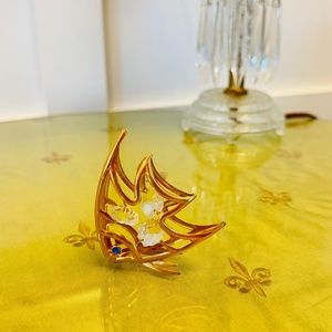 VTG Mascot USA 24K Gold Plated Austrian Crystals Fish Gift Collectible